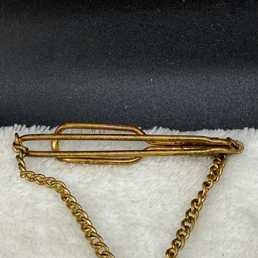 Vintage Boy Scouts Anson Tie Chain Gold Tone Red White Blue Enamel Logo BSA
